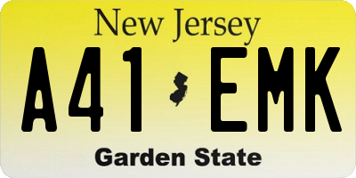 NJ license plate A41EMK