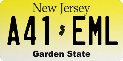 NJ license plate A41EML