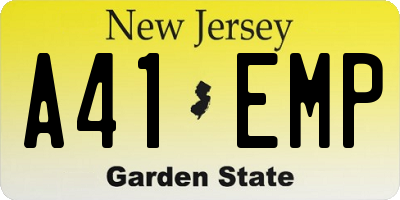 NJ license plate A41EMP