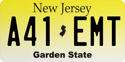 NJ license plate A41EMT