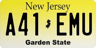 NJ license plate A41EMU
