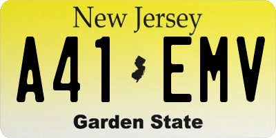 NJ license plate A41EMV