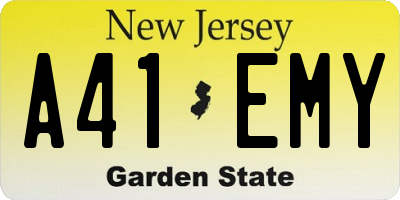 NJ license plate A41EMY