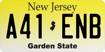 NJ license plate A41ENB