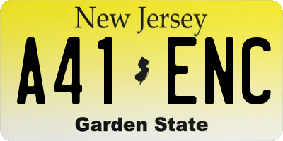 NJ license plate A41ENC