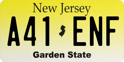 NJ license plate A41ENF