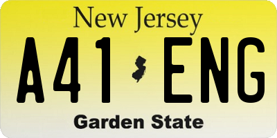 NJ license plate A41ENG