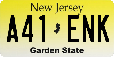 NJ license plate A41ENK