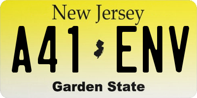 NJ license plate A41ENV