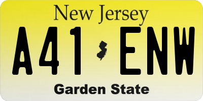 NJ license plate A41ENW