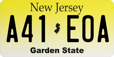 NJ license plate A41EOA