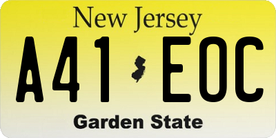 NJ license plate A41EOC