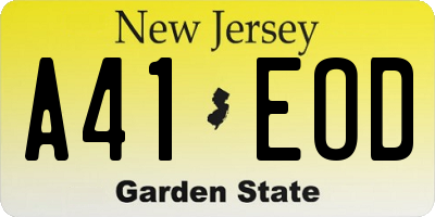 NJ license plate A41EOD