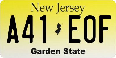NJ license plate A41EOF