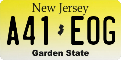 NJ license plate A41EOG