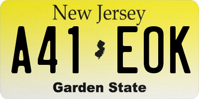 NJ license plate A41EOK