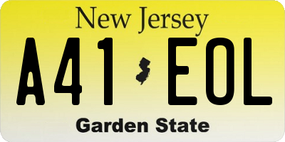 NJ license plate A41EOL