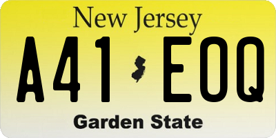 NJ license plate A41EOQ