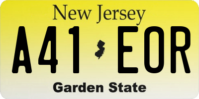 NJ license plate A41EOR