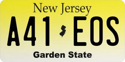 NJ license plate A41EOS