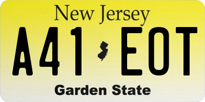 NJ license plate A41EOT