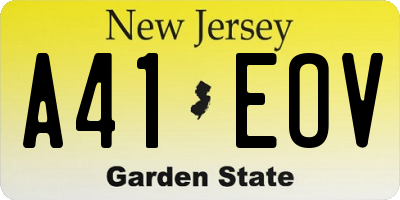 NJ license plate A41EOV