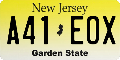NJ license plate A41EOX