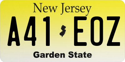 NJ license plate A41EOZ