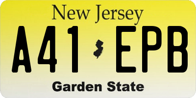 NJ license plate A41EPB