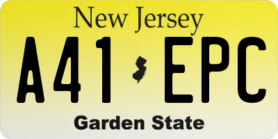 NJ license plate A41EPC