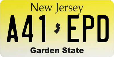 NJ license plate A41EPD