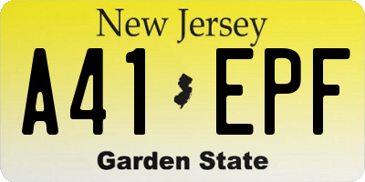 NJ license plate A41EPF