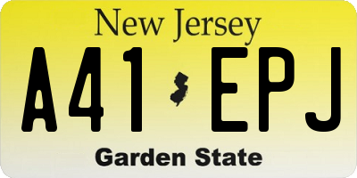 NJ license plate A41EPJ