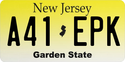 NJ license plate A41EPK