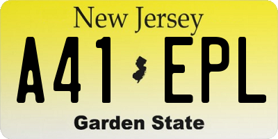 NJ license plate A41EPL