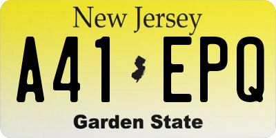 NJ license plate A41EPQ