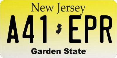 NJ license plate A41EPR