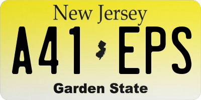 NJ license plate A41EPS