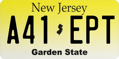 NJ license plate A41EPT