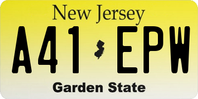 NJ license plate A41EPW