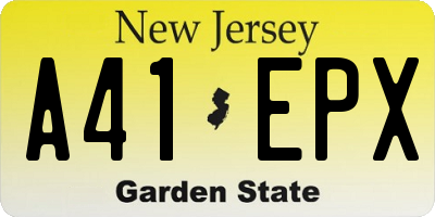 NJ license plate A41EPX