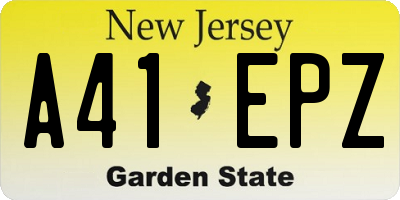 NJ license plate A41EPZ