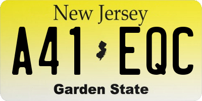 NJ license plate A41EQC