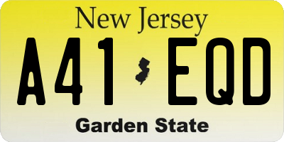 NJ license plate A41EQD