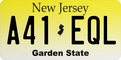 NJ license plate A41EQL