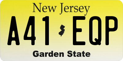 NJ license plate A41EQP