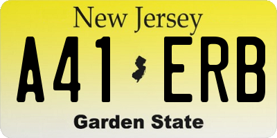 NJ license plate A41ERB