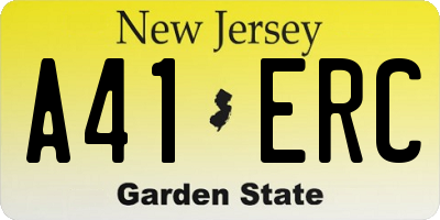 NJ license plate A41ERC