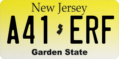 NJ license plate A41ERF