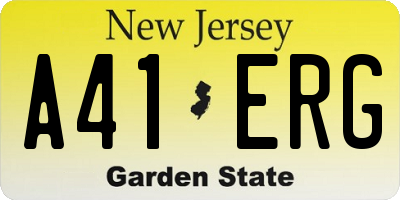 NJ license plate A41ERG